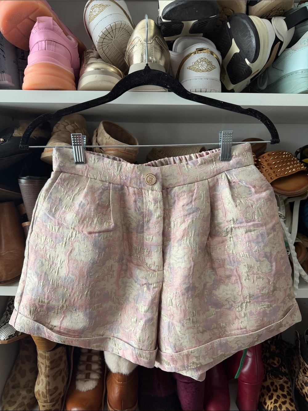 Women’s Pink Jacquard Tweed Shorts